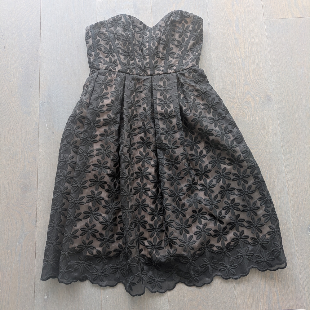 Miss Selfridge Black Strapless Floral Dress